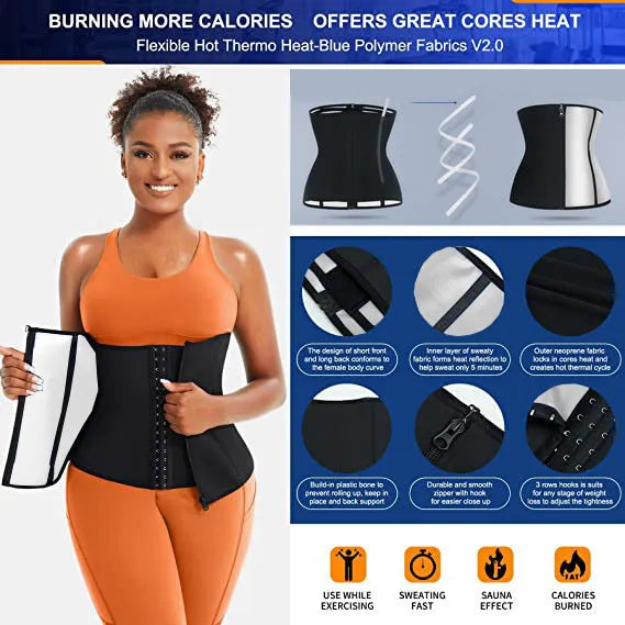 Neoprene abdominal girdle belt for waist shaping with adjustable compression in blue or silver colours