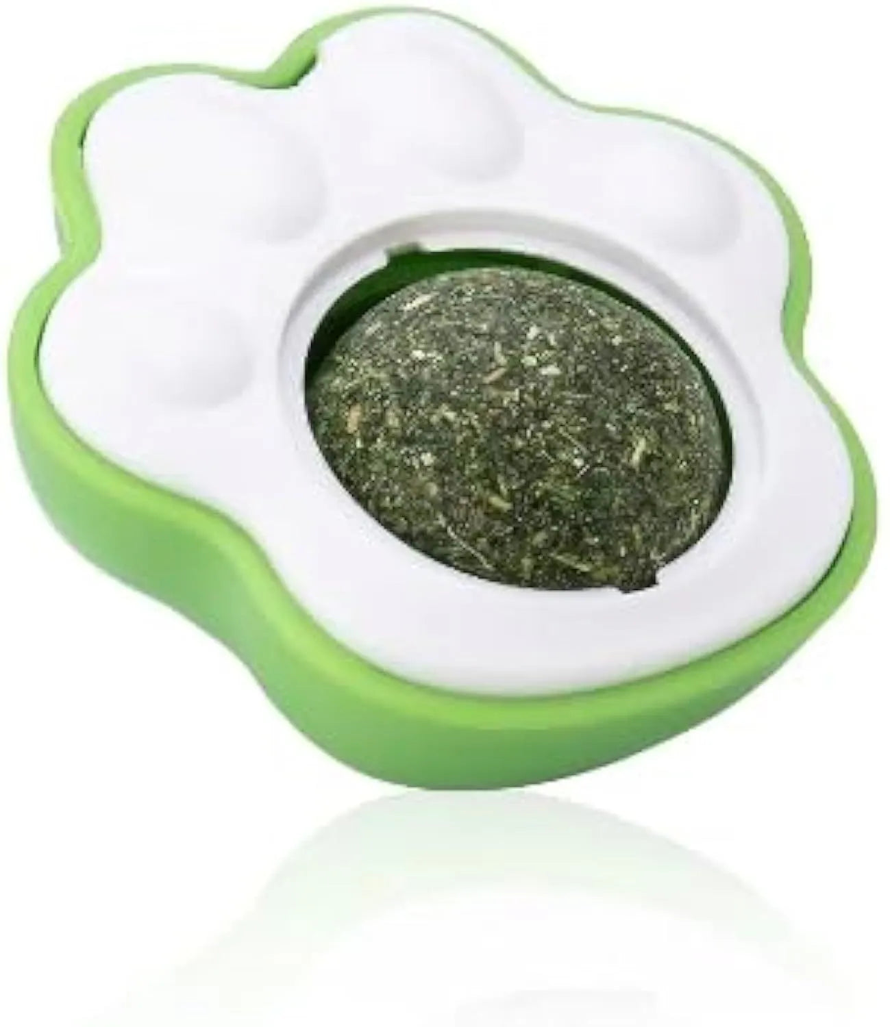 Blue, green, and pink edible vine catnip balls for dental chewing and play