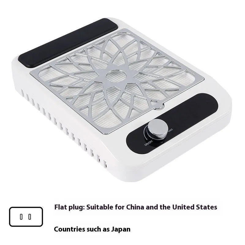 White adjustable speed nail dust collector with filter net for manicure and nail care