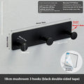 Screwless iron mushroom-style wall hook with multiple rows, shown with double-sided adhesive tape for punch-free installation.