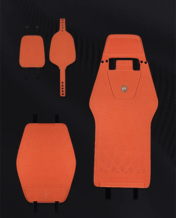 Tailored ultra thin fur car seat cover shown in a choice of colours including orange and mint green.