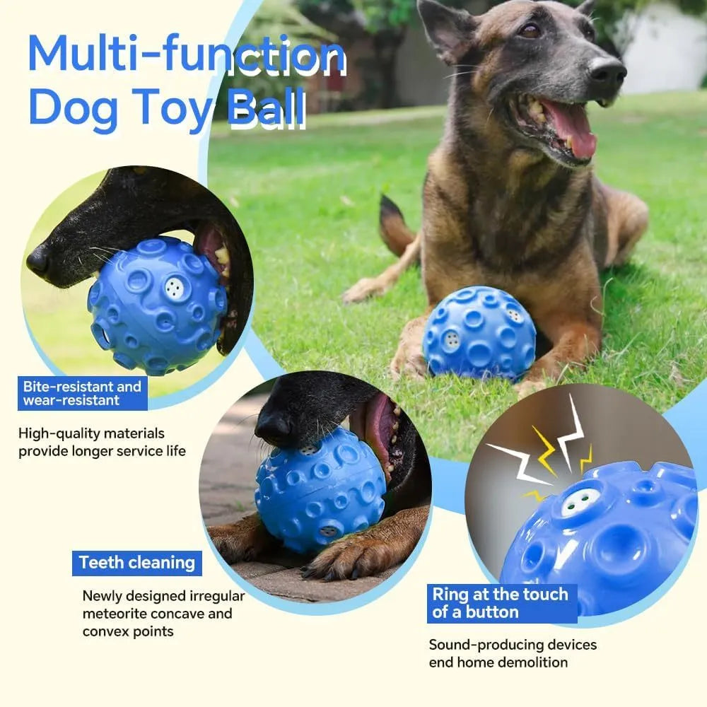Durable rubber dog toy ball with squeaker sound for aggressive chewers in multiple colours