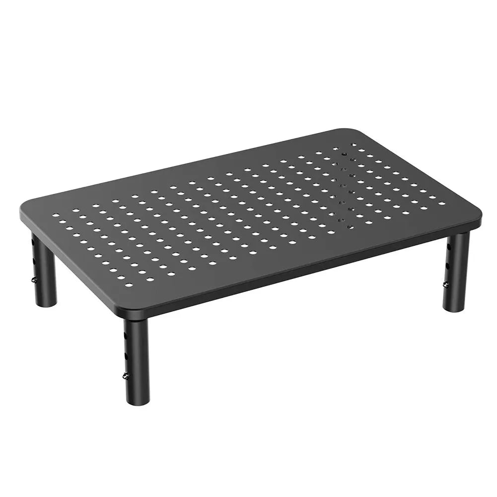 Black iron desk heightening rack with mesh surface and adjustable height 370x235x140mm