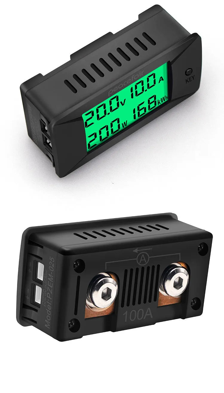 DC digital display voltmeter and ammeter measuring 0-300V voltage range with compact dimensions