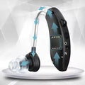 Black behind-the-ear hearing aid with noise reduction, USB powered, 60W