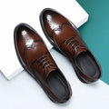 Men's black and brown brogue shoes with traditional perforated patterns, business style with PU leather upper