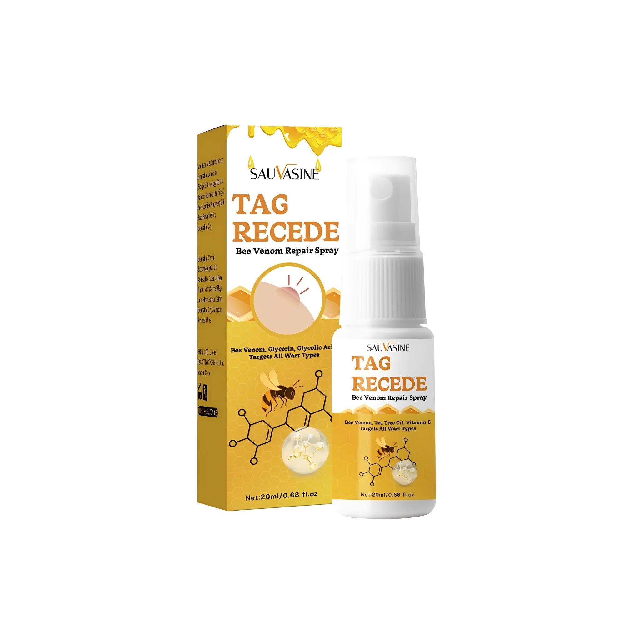 Bee Wart Spray skin care cream bottle, 20 ml, for treating flesh bumps and moles.