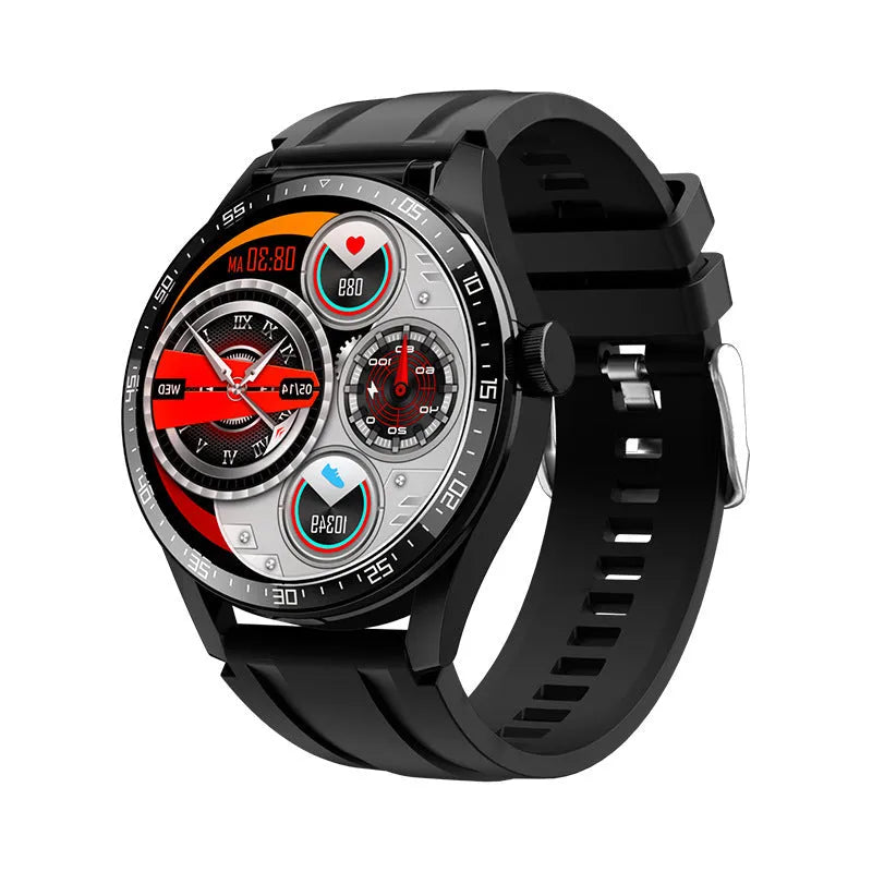Smart watch with Bluetooth calling health monitoring heart rate blood pressure sleep tracking black glue strap