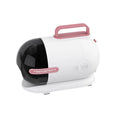 Pink white pet hair vacuum cleaner with grooming accessories including electric shear and combs