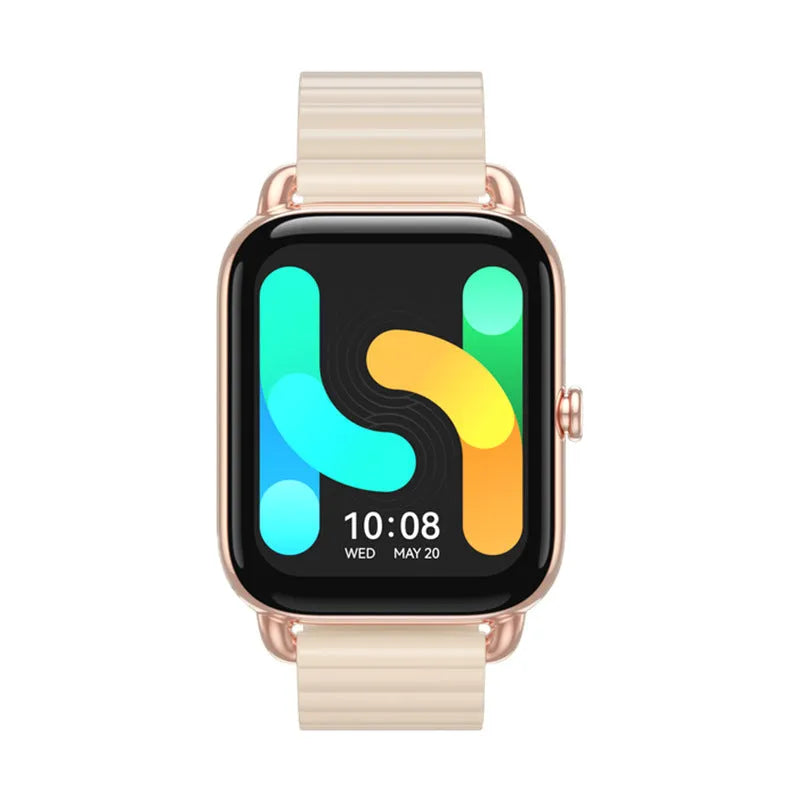 HAYLOU RS4 Plus black smartwatch on wrist showing AMOLED display with fitness stats