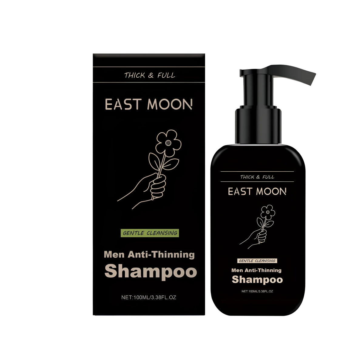 Men's thick and rich shampoo 100ml bottle with biotin and botanical extracts for daily hair care