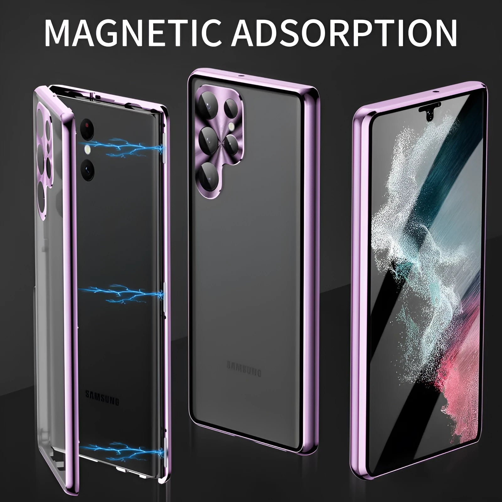 Magnetic mirror phone case for Samsung Galaxy with peep-proof privacy screen in multiple colour options