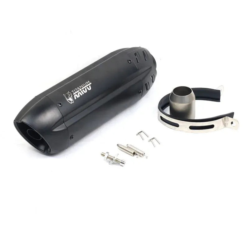 Stainless steel small hexagonal motorcycle exhaust pipe modification with muffler, showing 51mm connection.