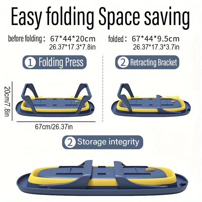 Blue foldable portable plastic pet bathing tub for small dogs and cats.