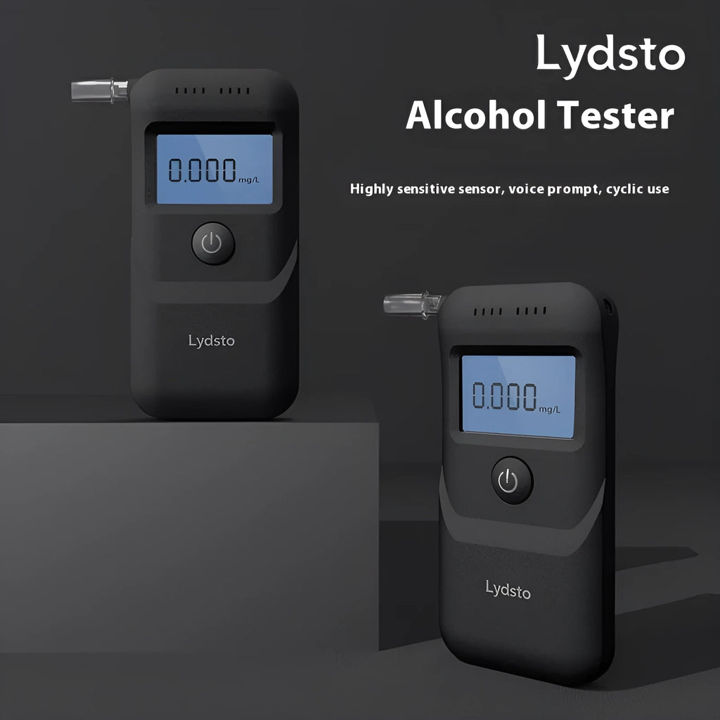Black household alcohol breath tester with digital display, HD-JJCSY01 model