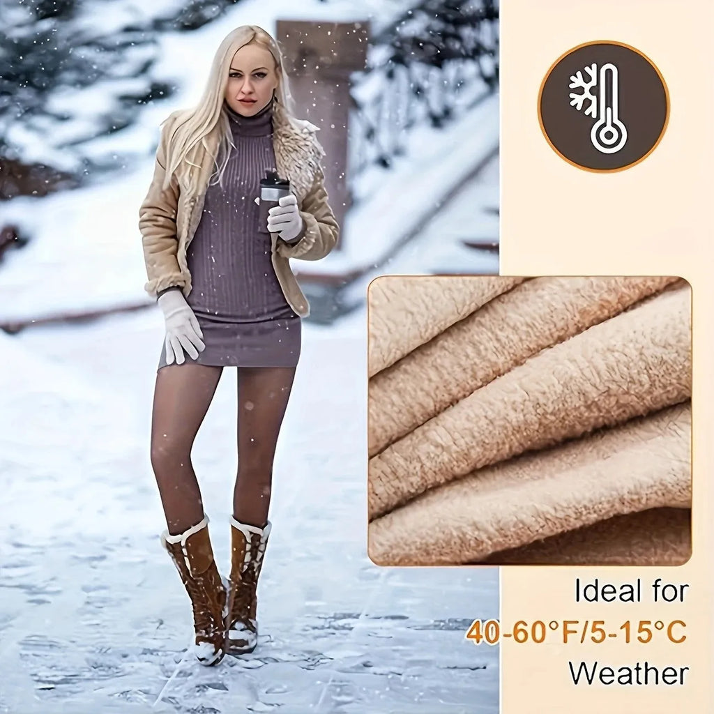Women's anti-snagging thermal leggings in black, shown in 100g, 220g, and 300g wool-lined thickness options.