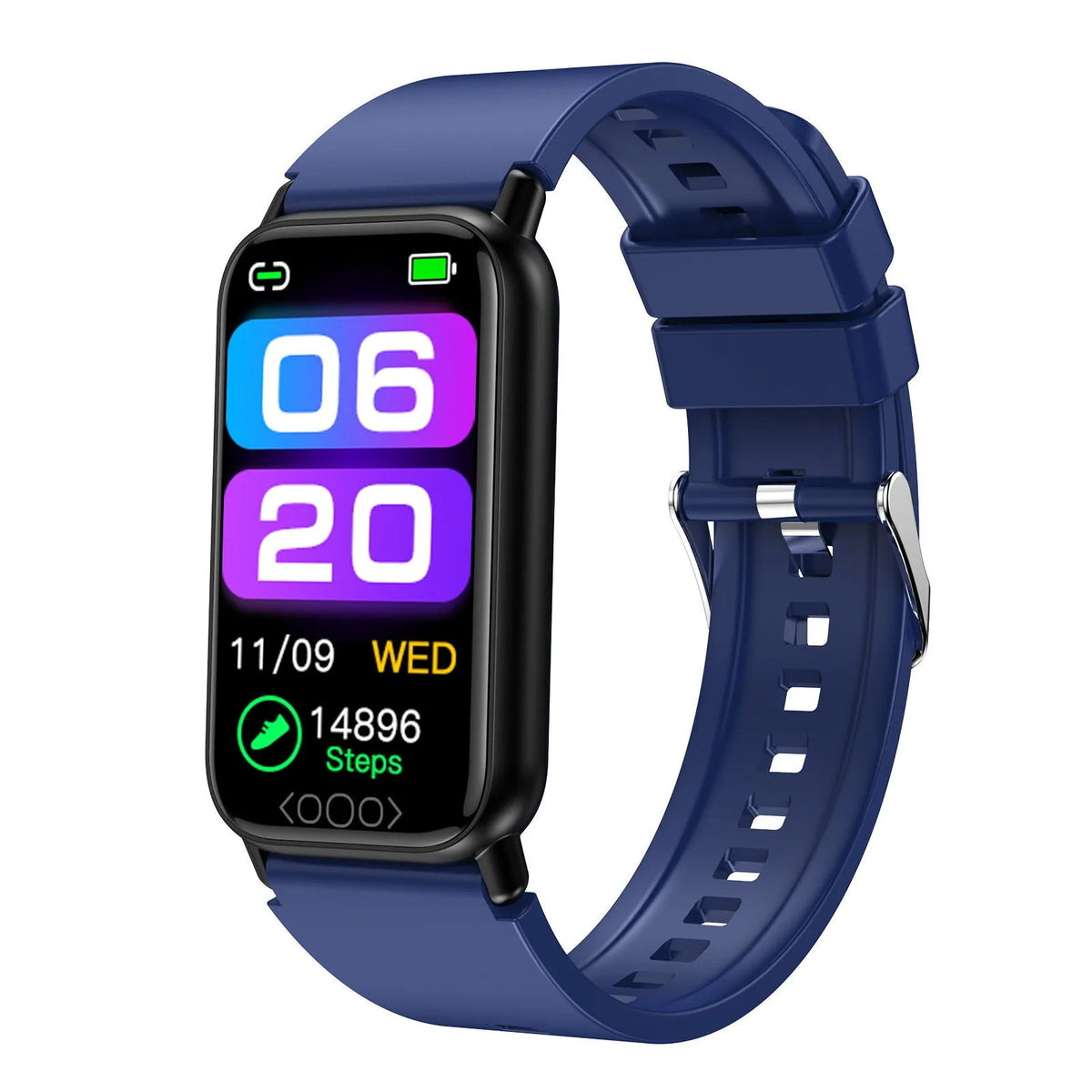Smart bracelet with dynamic heart rate monitoring, blood oxygen, and sleep tracking – black colour with silicone strap