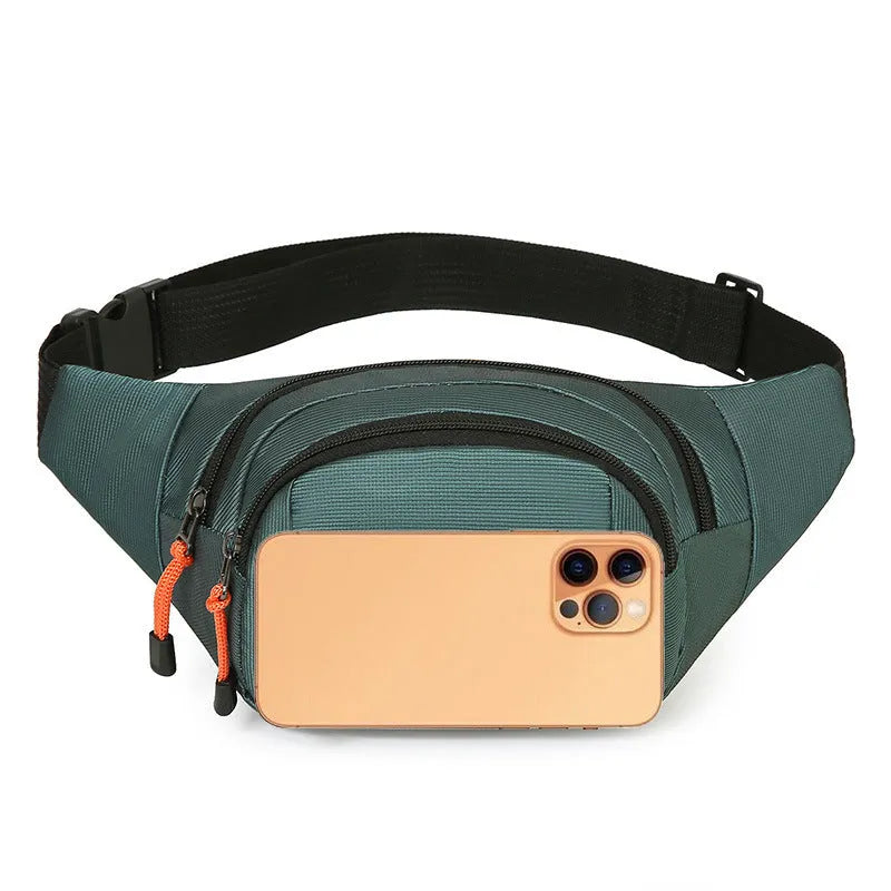 Large waterproof slanted chest bag in black, grey, blue, or green colour options