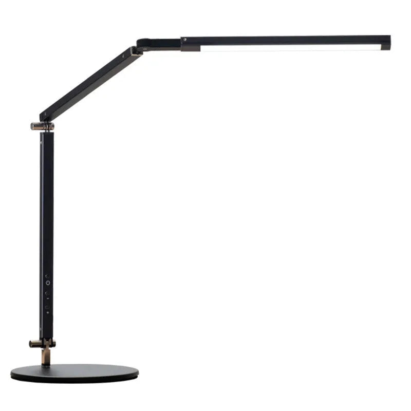 Aluminium clip-on LED desk lamp with remote control in black, silver, blue, or gold finish