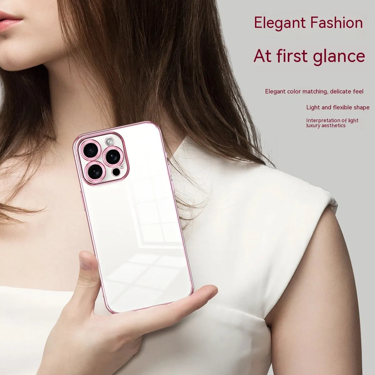 Electroplating iPhone case in gold or transparent TPU, back cover with drop-resistant fall protection