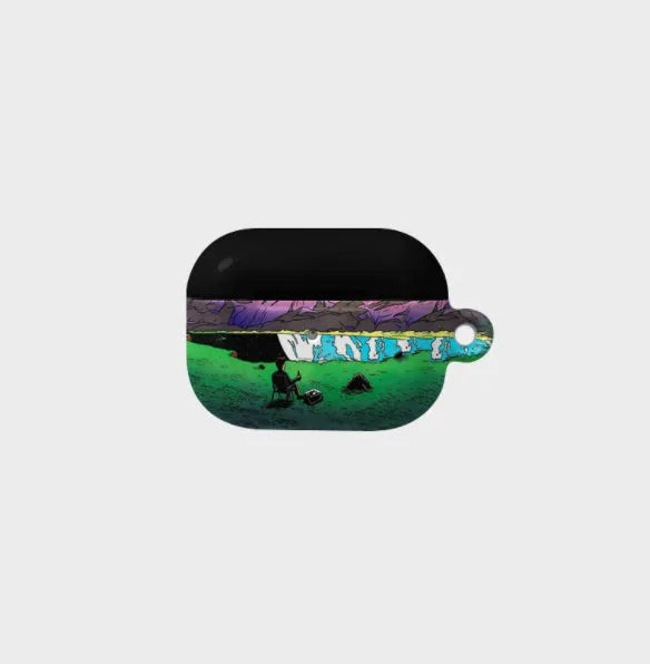 Green hard plastic earphone case for Apple AirPods 4, AirPods Pro 2nd generation and earlier models, closed view
