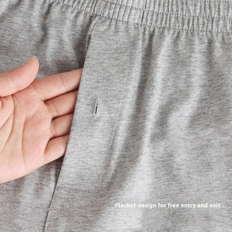 Men's loose cotton boxer shorts in solid colours with high waist design