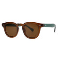Round rim sunglasses with transparent frame and tinted lens in various colour combinations