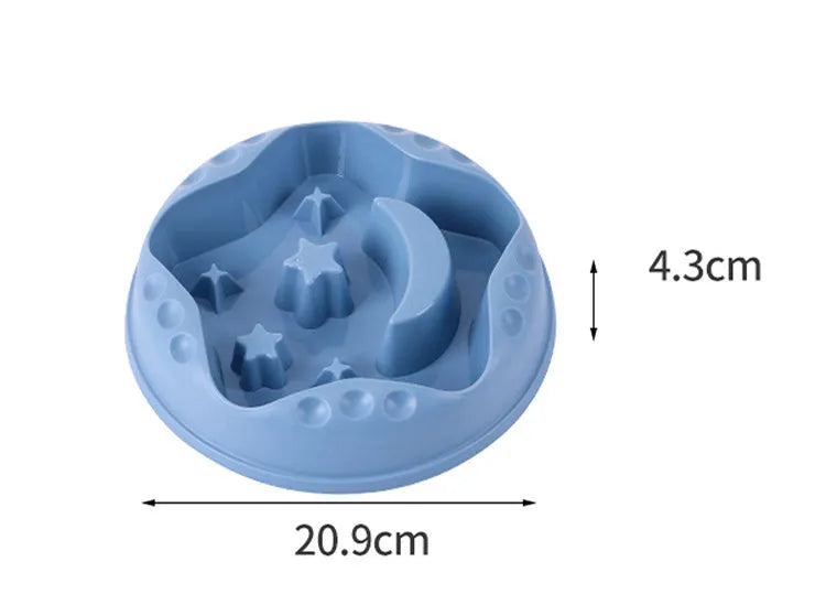 Moon star wings pet slow feeding bowl in blue colour with large capacity design