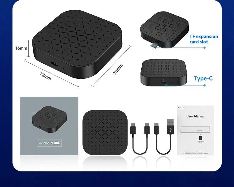 Black Box Car System Android wired to wireless CarPlay smart box with ABS PC casing
