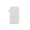 Soft brown leather and microfiber jewellery storage bag showing compact 12cm size.
