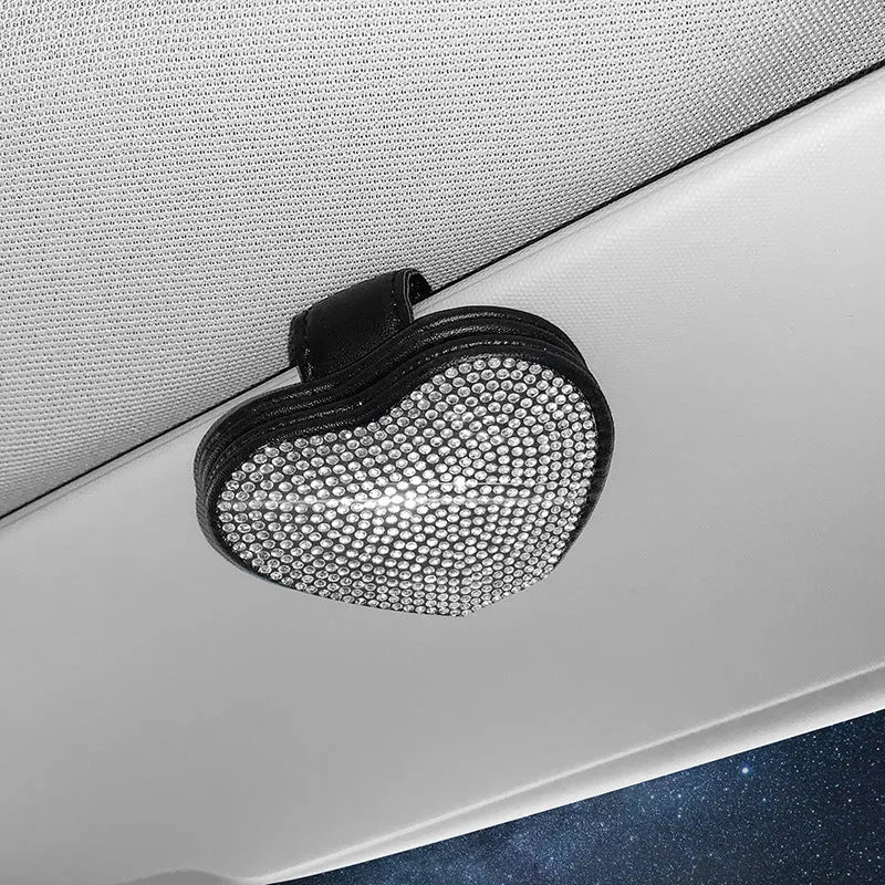 PU leather magnetic car sun visor clip for glasses and ticket storage in multiple colours