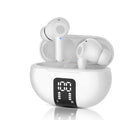 M10 wireless Bluetooth earbuds with voice translation, touch control, ABS build, 6.2 cm size, in black and white colours