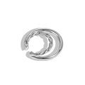 S925 sterling silver U-shaped ear clip with platinum electroplated finish and double layer geometric design