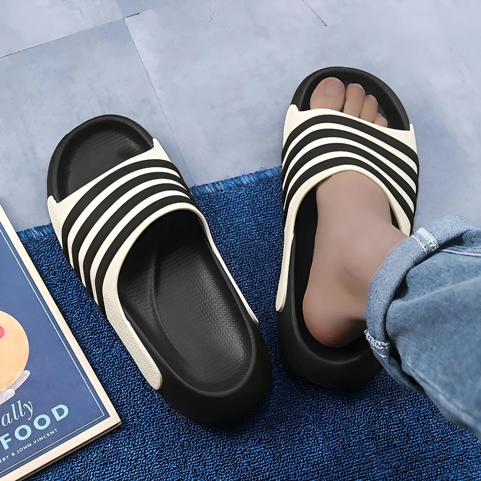 Casual outdoor slip-on slippers with PVC upper and EVA sole in multiple colour options