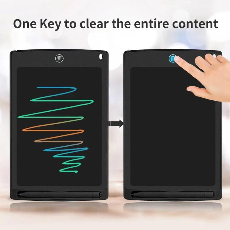 8.5 inch LCD writing board with stylus pen on a blue board