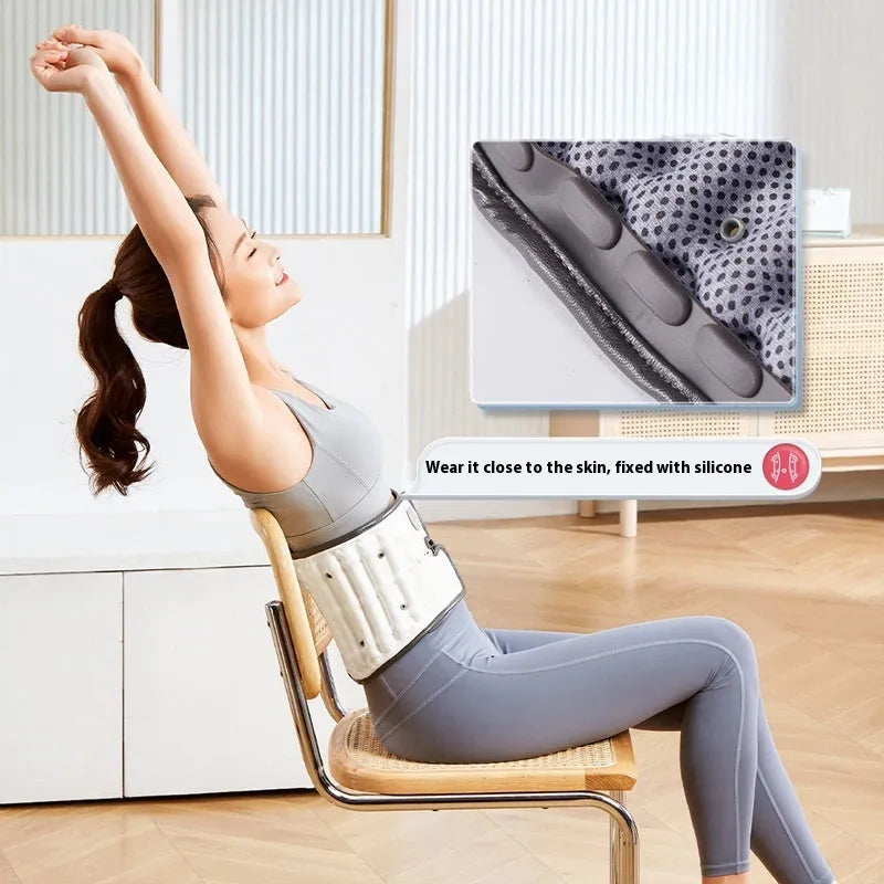 Lumbar waist supporter with automatic inflation system shown in S and M sizes for back support