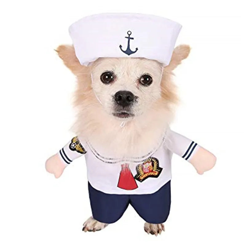 Fashion minimalist cat dog pet clothing sailor costume polyester role play outfit in Sailor colour