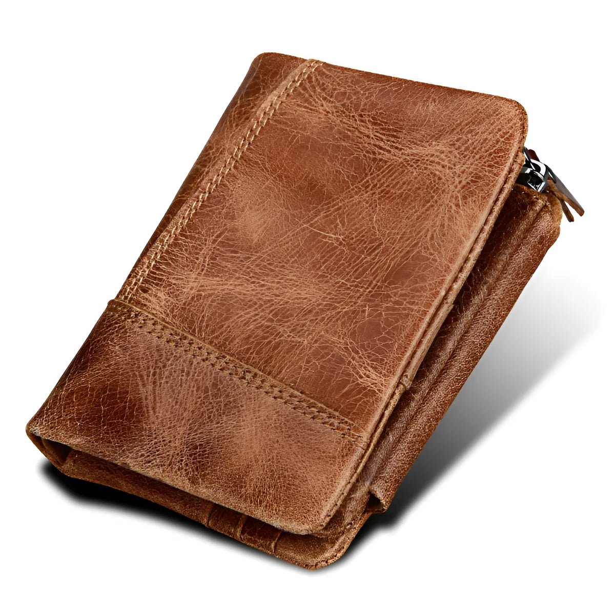 Retro men's leather wallet with multiple card slots in brown, black, or coffee first layer cowhide