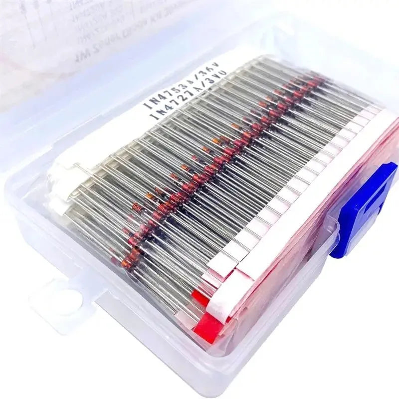 Boxed 1W Zener diode in crystal glass package with 50V reverse breakdown voltage