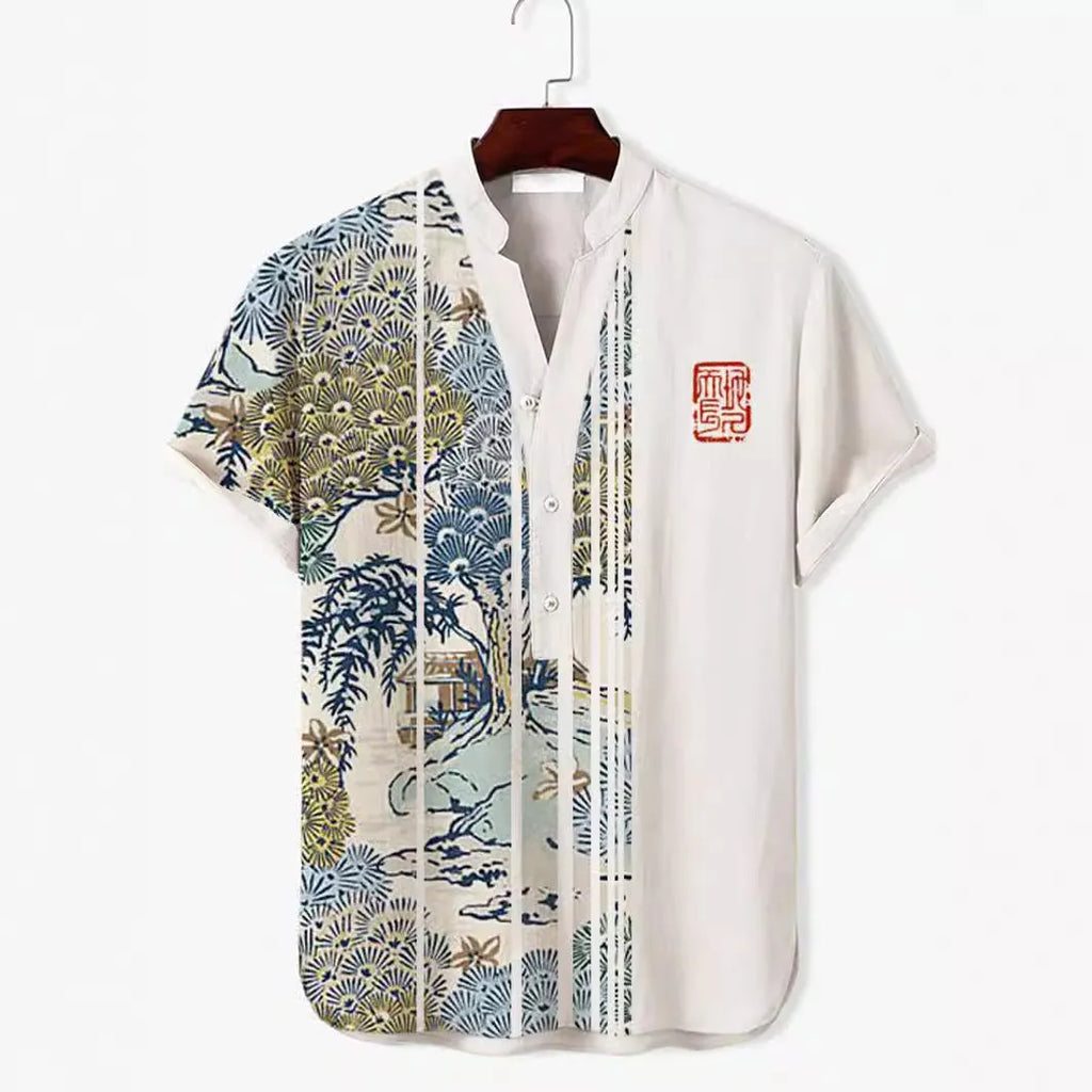 Short sleeve casual shirt with a detailed 3D digital animal graphic print on the front.