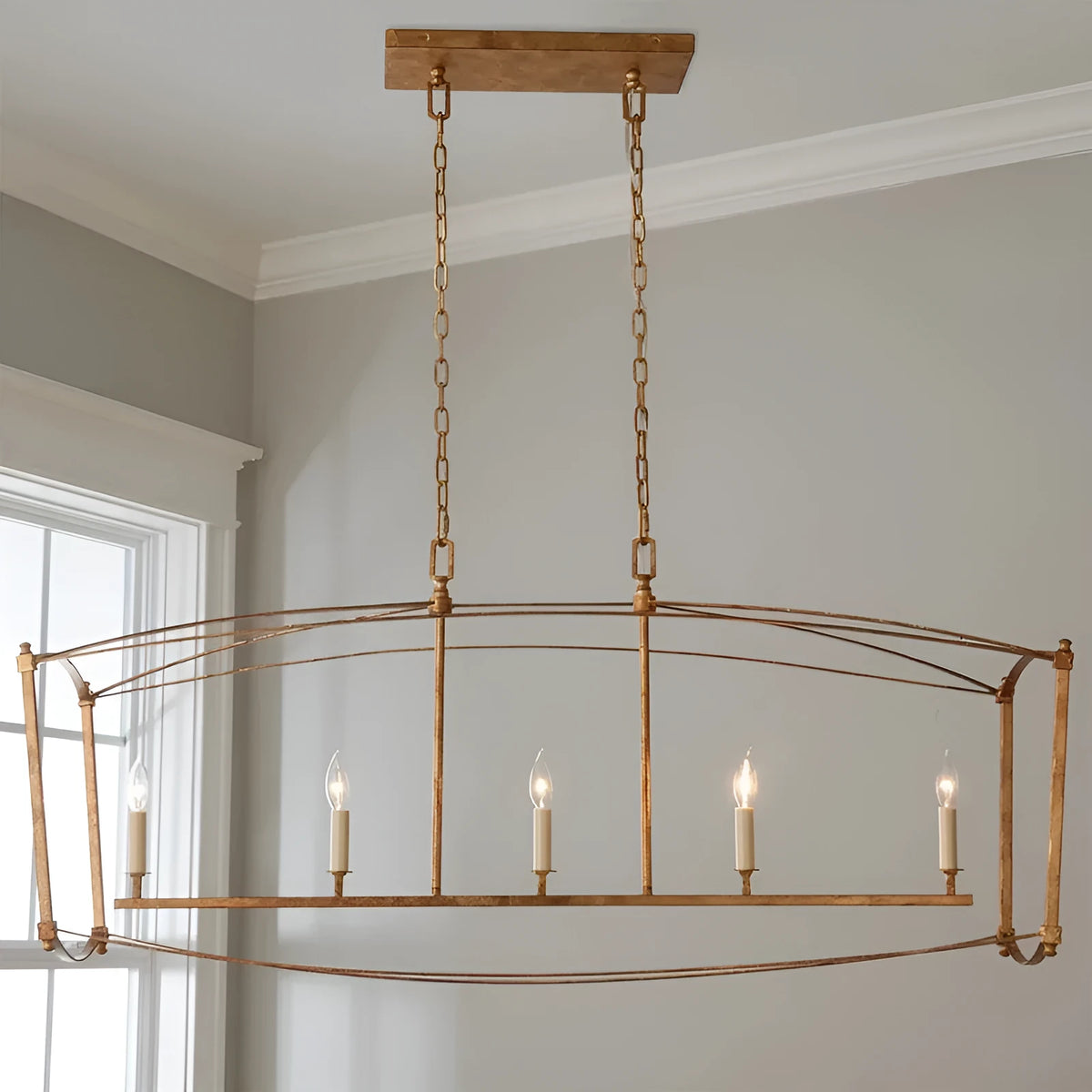 Four-head villa high stair droplight ceiling lamp in iron construction