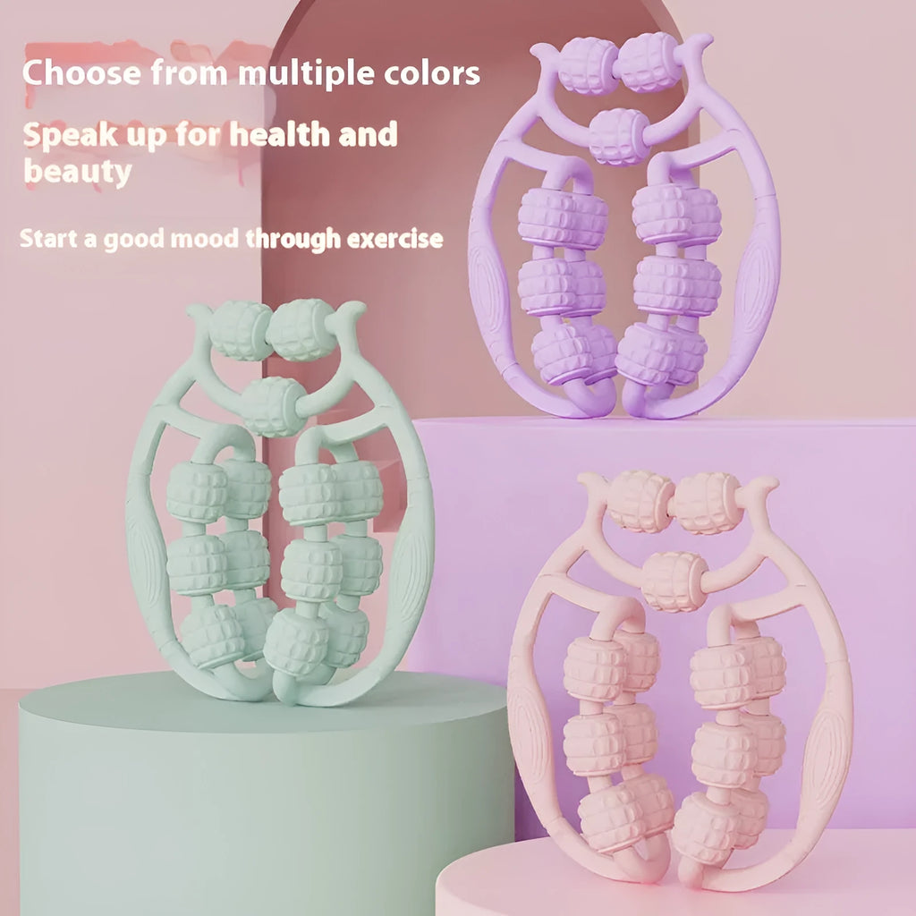 Ring clip leg roller massager with double-row wheels in various colour options