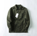 Men's loose fit long sleeve lapel collar shirt in black polyester fabric