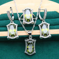 Zircon jewellery set with anti-allergy alloy pendant, snake bones chain, earrings, ring and bracelet in yellow or olive