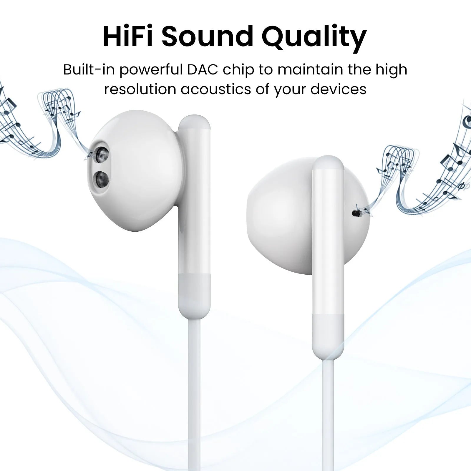 Creative semi in ear 3.5mm wired earphones with microphone and ABS housing in white