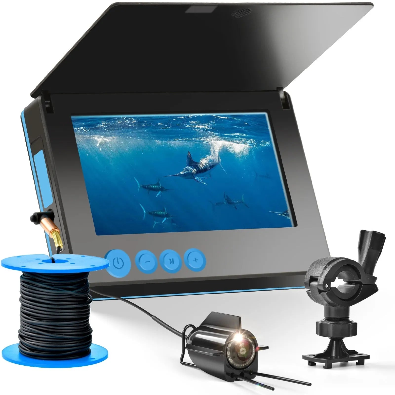 Fish finder underwater camera with 4.3-inch screen and temperature sensor