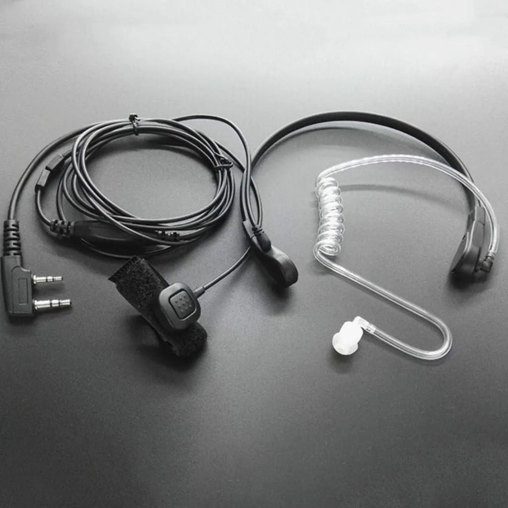 Wired in-ear walkie-talkie earpiece with microphone and PU cable, L-shaped plug, K Head Wide Mouth Double Hole colour
