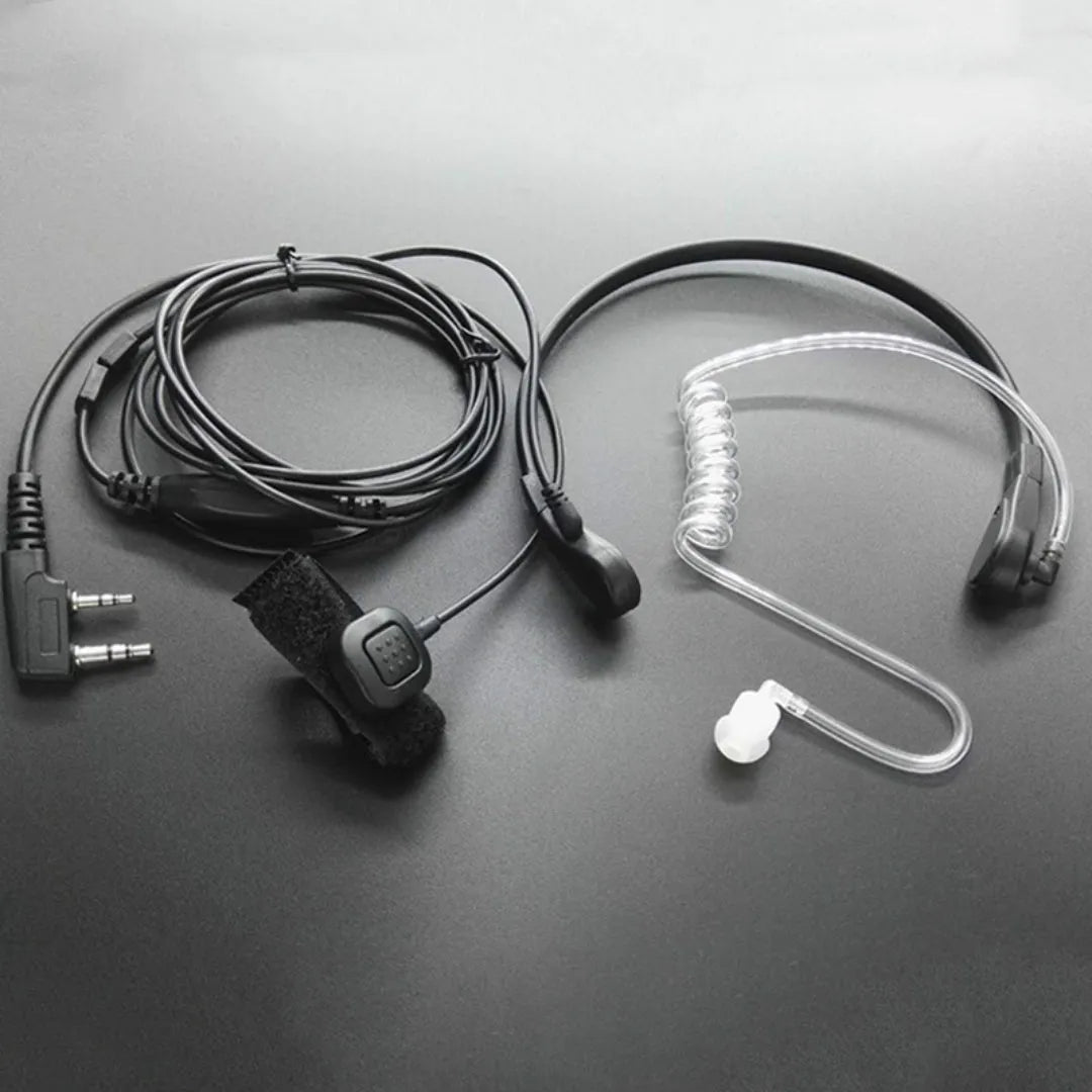 Wired in-ear walkie-talkie earpiece with microphone and PU cable, L-shaped plug, K Head Wide Mouth Double Hole colour