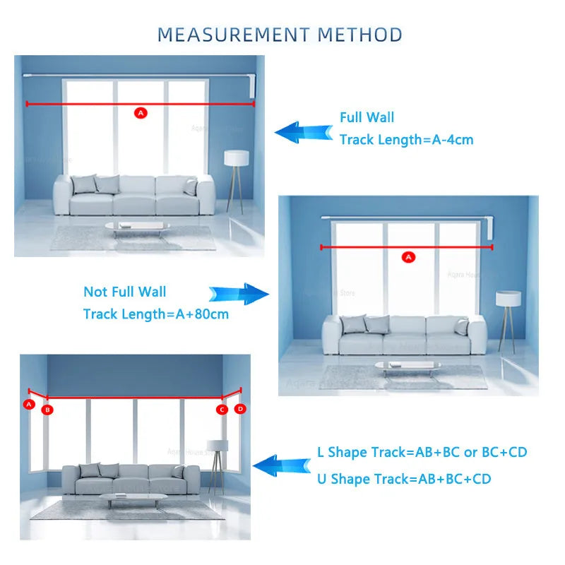 Smart curtain electric motor and aluminium track kit with remote control for automated window treatment