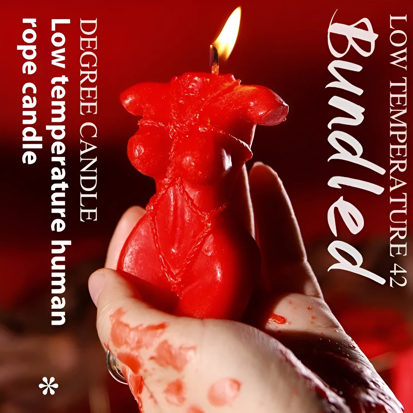 Smsexy low temperature fragrance candle in a bikini shape, available in rose red, spring pink, and lilac purple colours.